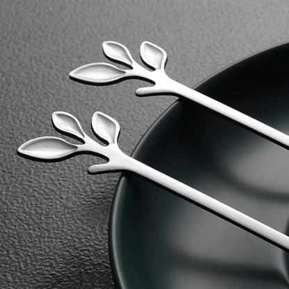 AnSaw Elegant Silver Leaf Coffee Spoons - 10-Piece, 4.7" Mini Stainless Steel Espresso & Dessert Tea Spoons, Perfect for Demitasse & Small Servings - Image 7