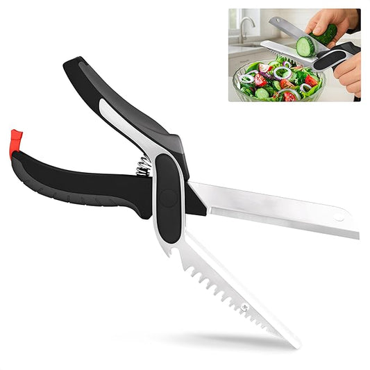 6-in-1 Cutting Board Scissors for Meat & Vegetables - Kitchen Shears Heavy Duty with Built-In Cutting Board, Easy One-Hand Food Prep with Less Mess - Spring-Assist Meat Scissors for Fish & Fruit by LIBERHAUS