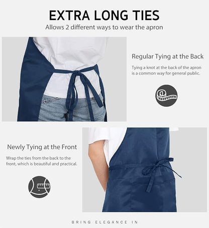 Syntus Apron for Men Women, Adjustable Cooking Kitchen Chef Aprons with 2 Pockets, Cotton/Polycotton/Polyester - Image 6
