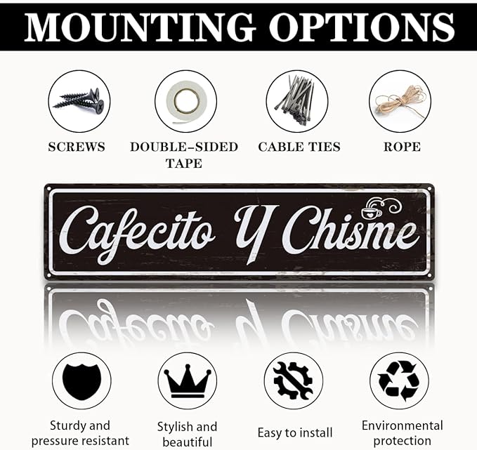 Coffee Metal Signs, Cafecito y Chisme Sign, Funny Coffee Home Decor, Farmhouse Wall Decor for Home Vintage Bar or Dorm, Coffees Station Decors, Decorative Metal Wall Signs 15.8x4 Inches - Image 3