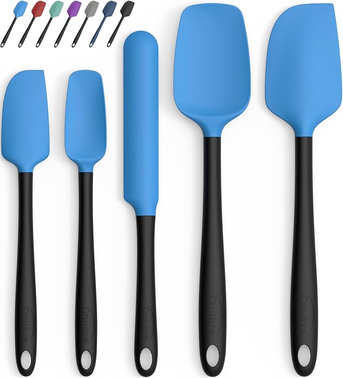 Coukre Silicone Spatula Set of 5,High Temperature Resistant, Food Grade Silicone, Dishwasher Safe, for Baking, Cooking (Blue Black) by Coukre