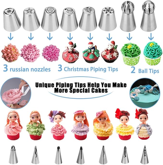 Cake Decorating Kit,635 Pcs Decorating Supplies With 3 Springform Pan Sets Icing Nozzles Rotating Turntable Cake Topper Piping Bags Carrier Holder,Cake Baking Set Tools - Image 5