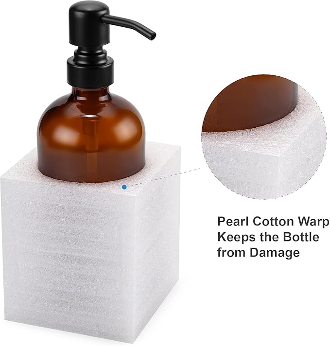 AmazerBath Amber Glass Soap Dispenser, 2 Pack Soap Dispenser Set with Stainless Steel Pump, Vintage Liquid Brown Soap Dispensers Bottle, 17 Oz Dish Soap and Hand Soap Dispensers for Bathroom Kitchen - Image 6