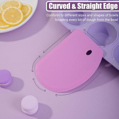 Sapid Silicone Bowl Scraper Flexible Curved Edge (5.98"×4.3"), Food Grade Bench Dough Scraper for Baking Sourdough Bread, Cake, Fondant Icing, Heat- Resistance Kitchen Dish Pan Scrapers (1, Purple) - Image 4