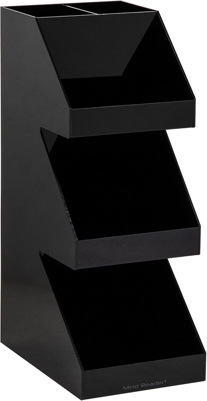 Mind Reader Coffee Tea Utensil and Condiment Station, Countertop Organizer, Coffee Bar, Kitchen, 6"L x 9"W x 16"H, Black - Image 7