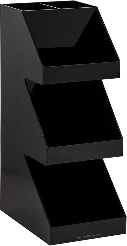 Mind Reader Coffee Tea Utensil and Condiment Station, Countertop Organizer, Coffee Bar, Kitchen, 6"L x 9"W x 16"H, Black - Image 7