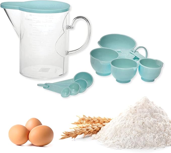 Measuring Cups and Measuring Spoons Set of 10 Pieces, Supreme Housewares Plastic Multi-Purpose Home Essentials Cooking, and Baking Tools BPA Free Dishwasher Safe for Liquid and Dry (Blue) - Image 5