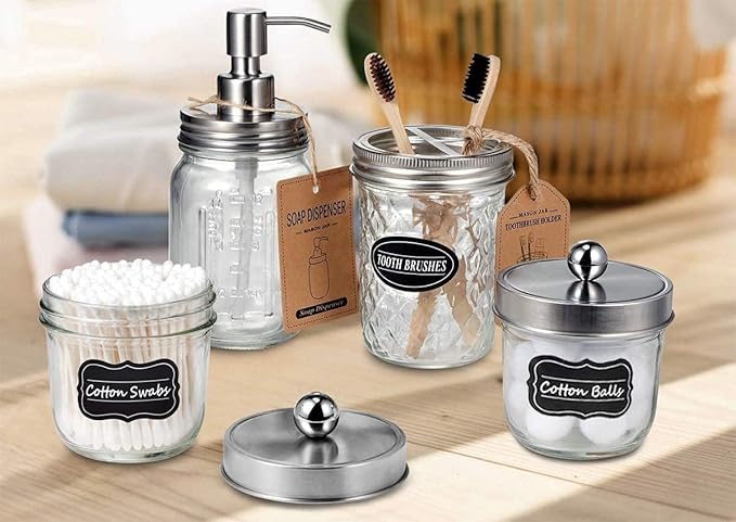 Amolliar Mason Jar Liquid Soap Dispenser Pump, Rustproof Stainless Steel Lid, Cute Farmhouse Decor for Kitchen, Bathroom, Refill Soap Pump for Hand Soap, Dish Soap, Lotion Soap, Brushed Nickel 1 Pack