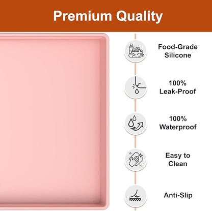 ukeetap Extra Thick Silicone Mat Waterproof with Raised Edge 22" x 19", Under Sink Mat for Kitchen & Bathroom, Kitchen Cabinet Liner, Multi-Purpose for Storage & Protection, Pink