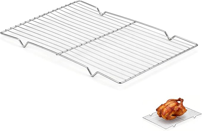 Roasting Rack for 9x13 Inch Pan, Stainless Steel Roasting Rack Insert, with Parallel Wires and Raised Feet, Keeps Food Elevated for Even Broiling, Easy to Clean, Ideal for Chicken, Turkey and Meat by Unknown