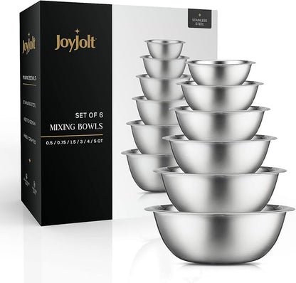 JoyJolt Stainless Steel Mixing Bowl Set - 6 Piece Nesting Bowls, 5qt to 0.5qt, Ideal for Kitchen, Cooking, Baking and Storage - Image 6
