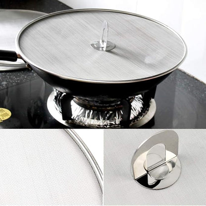 9.84" Stainless Steel Splatter Screen - Folding Handle Design Oil Splatter Guard & Multi-Use Kitchen Tool for Home Cooks & Professional Chefs - Image 4