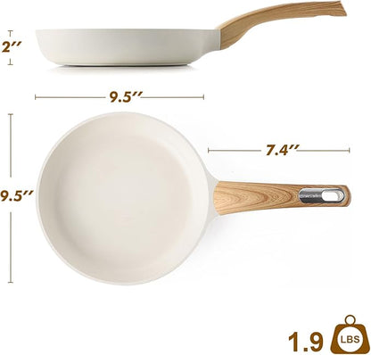 SENSARTE Ceramic Nonstick Frying Pan Skillet 9.5Inch Non Stick Omelette Pans, Non-toxic Healthy Kitchen Cooking Chef's Pan, Free of Intentionally Added PFOA/PFAS/PTFE, Induction Compatible, White - Image 7