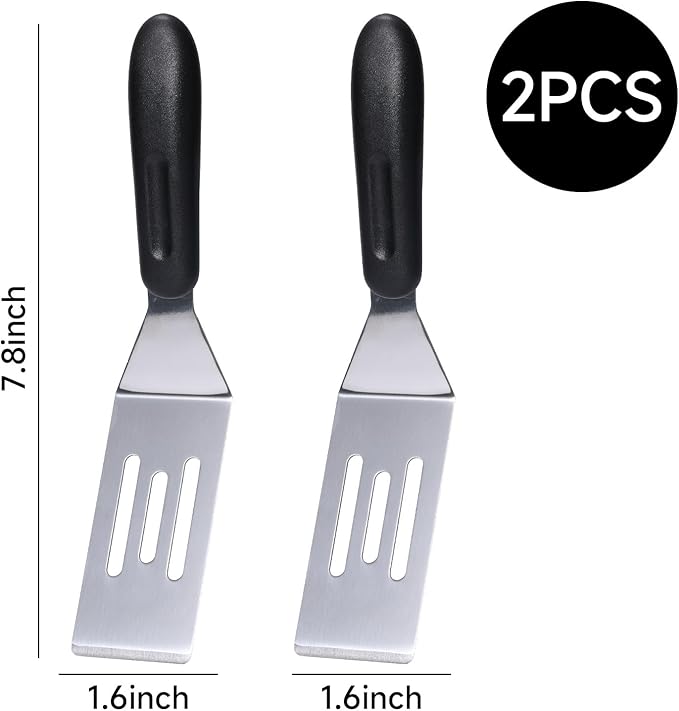 2 Pack Mini Spatula Stainless Steel Small Spatula For Kitchen, Metal Spatula For Cooking Brownie Cookie Lasagna, Pie Server, Cake & Pancakes Serving Spatulas