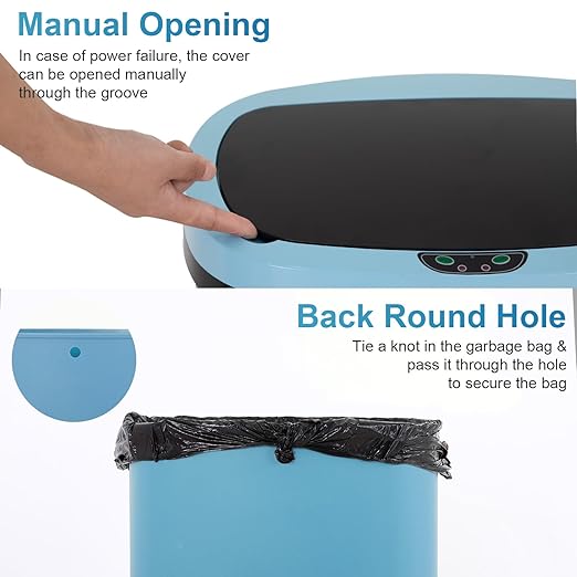 FDW Garbage Can 13 Gallon 50 Liter Kitchen Trash Can for Bathroom Bedroom Home Office Automatic Touch Free High-Capacity with Lid Waste Bin - Image 5