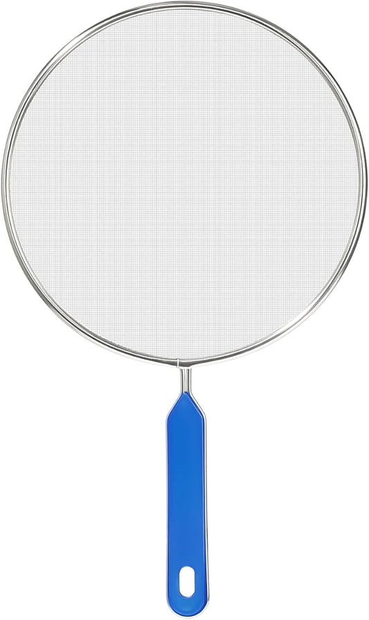 Splatter Screen for Frying Pan, 8 Inch Grease Splatter Guard with Handle Stainless Steel Kitchen Oil Splash Guard Mesh Strainers Pan Cover Cooking Protector for Frying Cooking