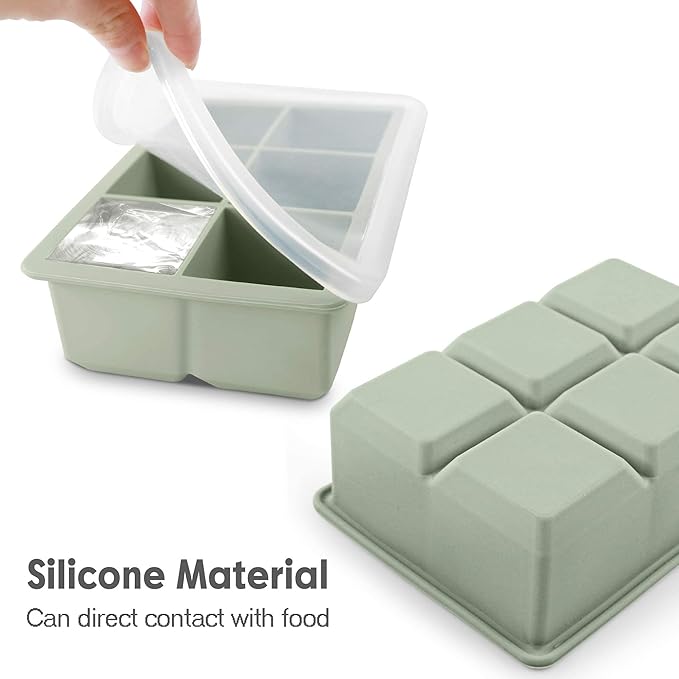 Excnorm Silicone Ice Cube Trays 3 Pack - Large Size Silicone Ice Cube Molds with Leak Proof Removable Lid Square Ice Cube Tray And BPA Free for Cocktail,Whiskey, Stackable Flexible Ice - Image 2