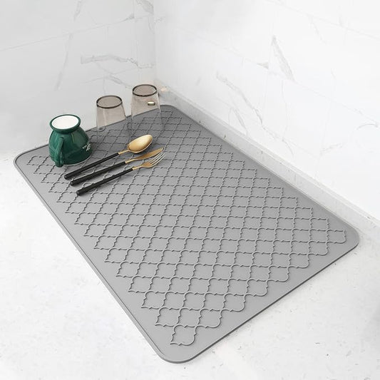 AMOAMI-Dish Drying Mats for Kitchen Counter-Silicone Dish Drying Mat-Kitchen Dish Drying Pad Heat Resistant Mat-Kitchen Gadgets Kitchen Accessories Kitchen Small Appliances(16" x 24", GREY) by AMOAMI