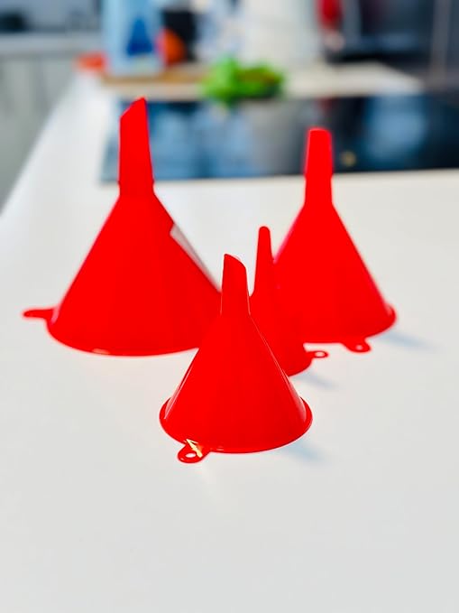 Funnel for Kitchen Use – Red Set in 4 Sizes (122, 101, 76 & 50mm) | Durable, Non-Toxic Food Grade Plastic – Ideal for Filling Bottles, Jars & Containers | Perfect for Kitchen, Garage & Labs - Image 7