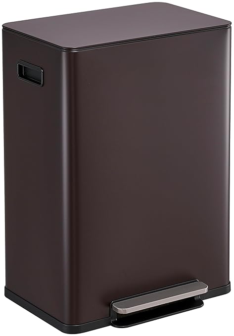 SIMPLI-Magic Infinity Edge 60L / 16 Gallon Kitchen Trash Can - Hands-Free Step Pedal, Soft-Close Lid, Stainless Steel Garbage Can with Inner Bucket by Simpli-Magic