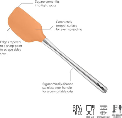 Tovolo Flex-Core Silicone Spatula Metal Handle for Scraping Bowls Mixing & Baking, Dishwasher Safe Heat Resistant Stainless Steel Silicone Spatula for Cast Iron and Nonstick Cookware, Apricot Orange