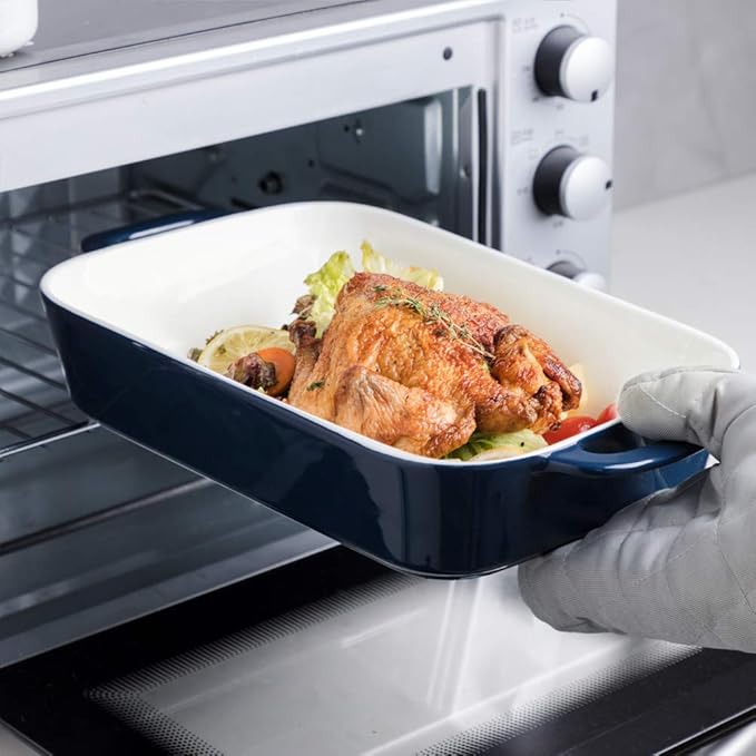 Sweejar Ceramic Bakeware Set, Rectangular Baking Dish for Cooking, Kitchen, Cake Dinner, Banquet and Daily Use, Casserole Dishes for Oven Porcelain Baking Pans (Navy) - Image 3