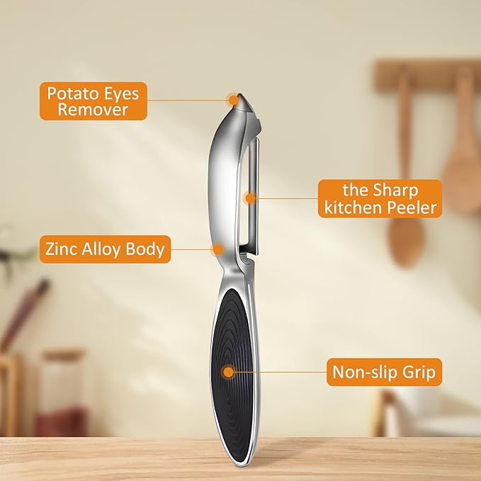 TACGEA Vegetable Peeler for Kitchen, Potato Peelers for Fruit Straight Blade, Durable Non-Slip Handle - Image 3