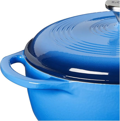 Lodge 4.5 Quart Enameled Cast Iron Dutch Oven with Lid – Dual Handles – Oven Safe up to 500° F or on Stovetop - Use to Marinate, Cook, Bake, Refrigerate and Serve – Caribbean Blue - Image 9
