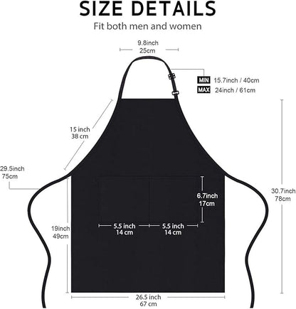 4 Packs Chef Apron, Black Waterproof Apron, Adjustable Aprons with 2 Pockets for Men Women, Professional Aprons for Kitchen Cooking Gardening Painting Baking Restaurant (Black) - Image 2
