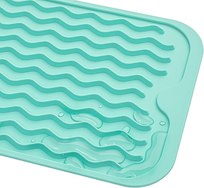 MicoYang Silicone Dish Drying Mat for Multiple Usage,Easy clean,Eco-friendly,Heat-resistant Silicone Mat for Kitchen Counter,Sink,Bar,Bottle,or Cup Mint M 17 inches x 6 inches - Image 9
