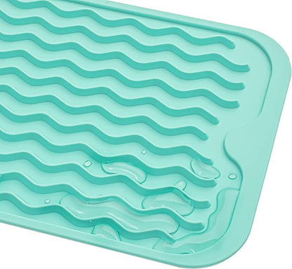MicoYang Silicone Dish Drying Mat for Multiple Usage,Easy clean,Eco-friendly,Heat-resistant Silicone Mat for Kitchen Counter,Sink,Bar,Bottle,or Cup Mint M 17 inches x 6 inches - Image 9