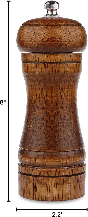 Pepper Grinder - 5 inch Pepper Mill Pepper Grinder Refillable Oak Salt and Pepper Grinder Set Sea Salt Grinder Ceramic Pepper Mill Grinder Adjustable (1 Pack)