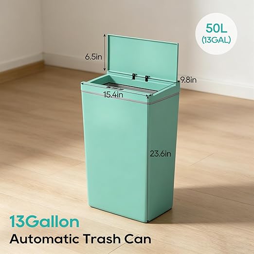 BestOffice 13 Gallon Trash Can Plastic Kitchen Trash Can Automatic Touch Free High-Capacity Garbage Can with Lid for Bedroom Bathroom Home Office 50 Liter Blue - Image 7