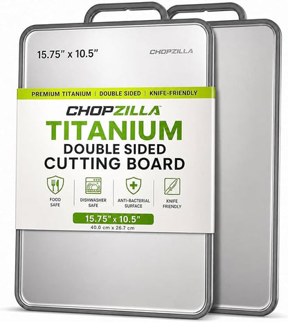 Chopzilla XL Titanium Cutting Board, Food Safe Double Sided PP and Titanium Cutting Boards for Kitchen with Etched-In Ruler for Meats, Vegetable Chopping, Dishwasher Safe - 15.75" x 10.5" (1 Pk)