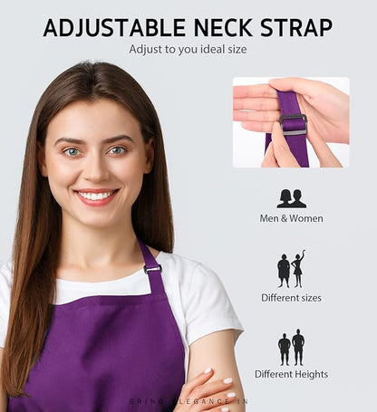 Syntus Apron for Men Women, Adjustable Cooking Kitchen Chef Aprons with 2 Pockets, Cotton/Polycotton/Polyester - Image 5