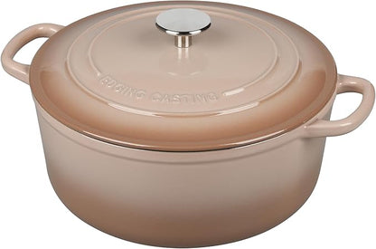 EDGING CASTING Enameled Dutch Ovens Cast Iron Dutch Oven Pot with Lid for Bread Baking, Cook, Dual Handle, 7 Quart, Mocha - Image 3