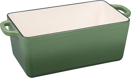 EDGING CASTING Enameled Cast Iron Dutch Oven, Oblong Bread Oven for Sourdough Bread Baking, Baking Pan, Dual Handles, Oven Safe, 4 Quart, Pistachio Green