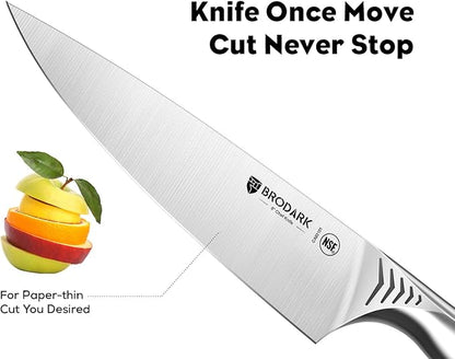 BRODARK Kitchen Knife Set with Block - 15-Piece Knife Block Set with Built-in Sharpener - High Carbon Stainless Steel Kitchen Knives Set for Kitchen - Christmas Gift, Shark Series, Mothers Day