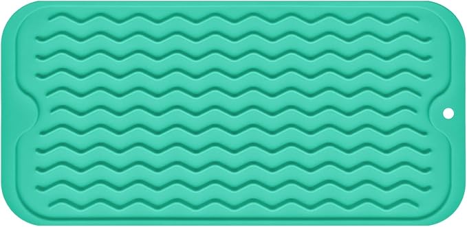 Silicone Dish Drying Mat for Multiple Usage, Easy clean, Eco-friendly, Heat-resistant Dish Drainer Mat for Kitchen Counter,Sink,Refrigerator or Drawer liner (12" x 6", Green) by MODENGKONGJIAN