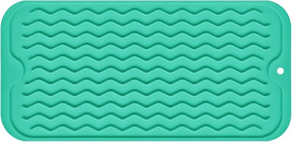 Silicone Dish Drying Mat for Multiple Usage, Easy clean, Eco-friendly, Heat-resistant Dish Drainer Mat for Kitchen Counter,Sink,Refrigerator or Drawer liner (12" x 6", Green) by MODENGKONGJIAN