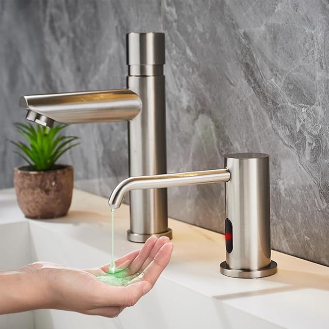Automatic Touchless Soap Dispenser with 1000ml Capacity, Infrared Sensors, Built-in Sink Soap Dispenser for Bathroom, Kitchen, Commercial Use, Smart Home