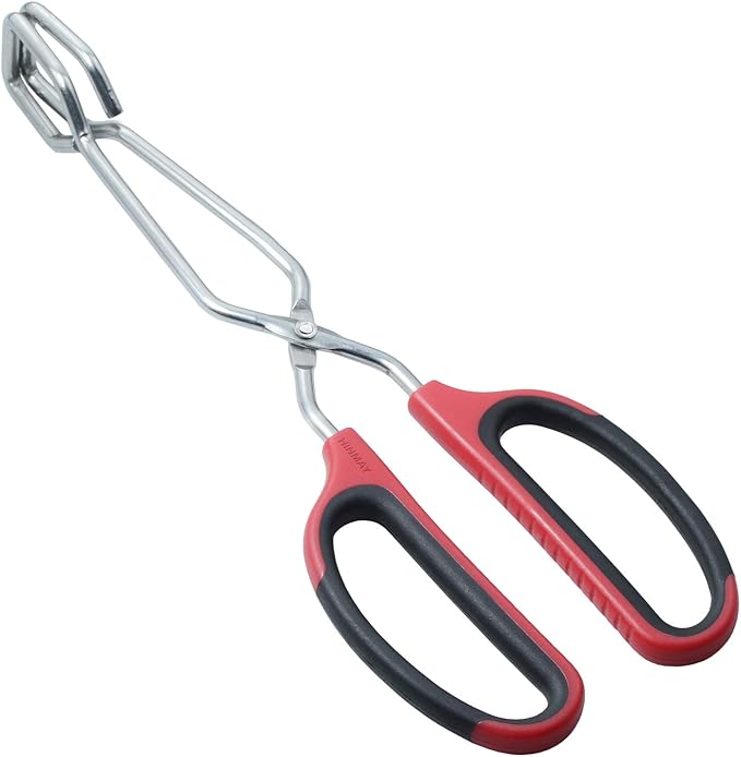 HINMAY Stainless Steel Scissor Tongs with Comfort-Grip Handle 10-Inch by HINMAY