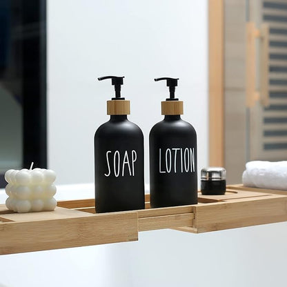 MOMEEMO Black Soap Dispenser Bathroom Set, Hand Soap and Lotion Set Suitable for Bathroom Decor. (Black) - Image 4