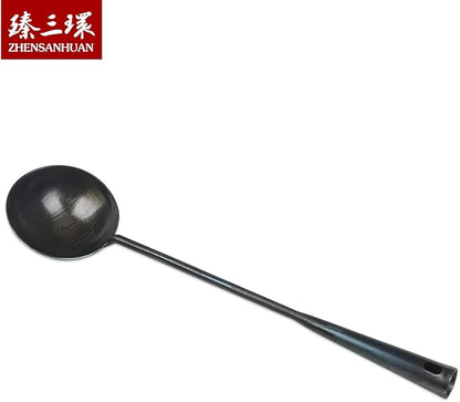 ZhenSanHuan Chinese Traditional HandMade Iron Ladle Wok Tool Set,Long wok utensils (Ladle, 40CM/15.7'')