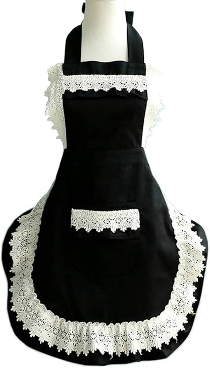 Hyzrz Lovely Home Work Adjustable Apron Shop Cake Kitchen Cooking Aprons for Women Girls with Pocket for Gift,Black