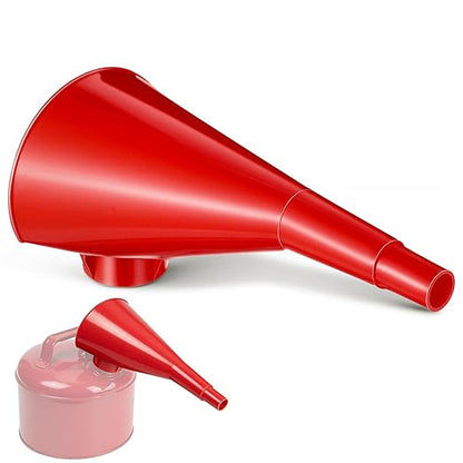 Plastic Funnel for Type I Metal Safety Cans, Compatible with Eagle F15FUN, Fits 1/2/5 Gallon Cans, 10" HDPE Funnel, Includes Diesel Only, Gasoline Only, Mixed Fuel Stickers(1 Pack,Red)