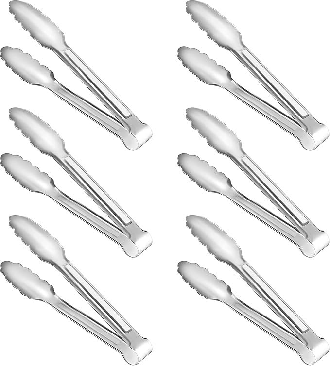 6 Pack Serving Tongs Kitchen Tongs, Buffet Tongs, Stainless Steel Food Tong Serving Tong, small tongs by Must-havesForYourKitchen