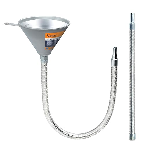 3Pcs 14.84" & 27.56" Steel Bendable Spout Funnel with Filter & Long/Short Hoses for All Automotive Oils, Flexible Long Funnels for Automotive Use for Transmission Fluid, Diesel Fuel, and Other Liquids by Yuesstloo