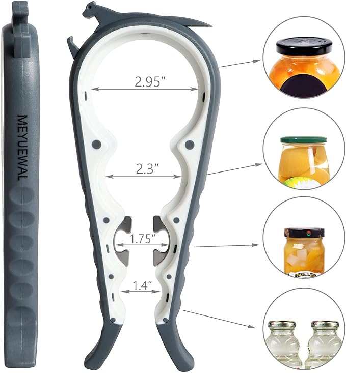 Latest Jar Opener Bottle Opener for Weak Hands, 6 in 1 Multi Function Can Opener Bottle Opener Kit with Silicone Handle Easy to Use for Children, Elderly and Arthritis Sufferers(JAR-White3.0) - Image 2