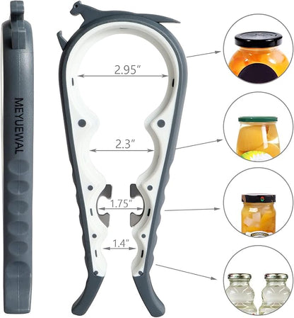 Latest Jar Opener Bottle Opener for Weak Hands, 6 in 1 Multi Function Can Opener Bottle Opener Kit with Silicone Handle Easy to Use for Children, Elderly and Arthritis Sufferers(JAR-White3.0) - Image 2